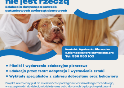 Zwierzę nie jest rzeczą. Edukacja dotycząca potrzeb gatunkowych zwierząt domowych