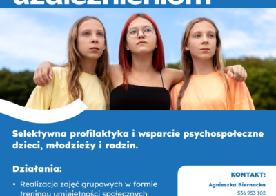 Młodzi przeciw uzależnieniom – selektywna profilaktyka i wsparcie psychospołeczne dzieci, młodzieży i rodzin